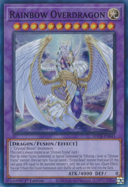 Rainbow Overdragon trading card from Structure Deck: Legend of the Crystal Beasts Rainbow Overdragon - Structure Deck: Legend of the Crystal Beasts YuGiOh trading card