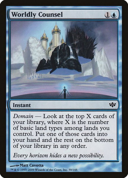 Worldly Counsel trading card from Conflux Worldly Counsel - Conflux Magic: The Gathering trading card