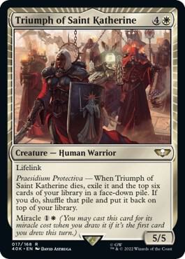 Triumph of Saint Katherine - Universes Beyond: Warhammer 40,000 Magic: The Gathering trading card