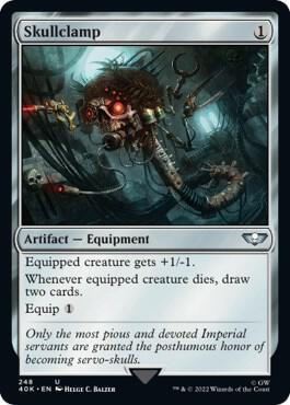 Skullclamp (Surge Foil) - Universes Beyond: Warhammer 40,000 Magic: The Gathering trading card