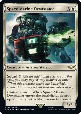 Space Marine Devastator (Surge Foil) - Universes Beyond: Warhammer 40,000 Magic: The Gathering trading card