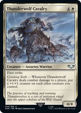 Thunderwolf Cavalry (Surge Foil) trading card from Universes Beyond: Warhammer 40,000 Thunderwolf Cavalry (Surge Foil) - Universes Beyond: Warhammer 40,000 Magic: The Gathering trading card