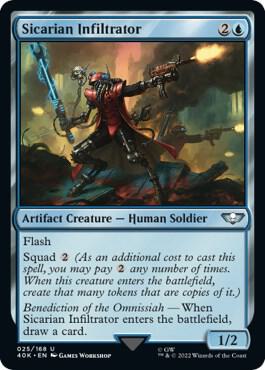 Sicarian Infiltrator (Surge Foil) - Universes Beyond: Warhammer 40,000 Magic: The Gathering trading card