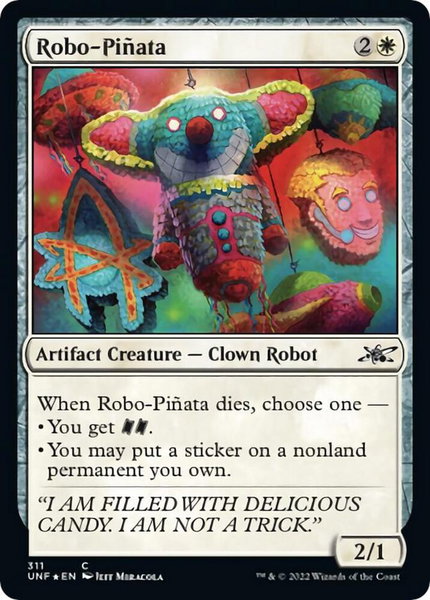 Robo-Pinata trading card from Unfinity Robo-Pinata - Unfinity Magic: The Gathering trading card