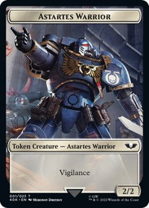Astartes Warrior (001) // Clue Double-Sided Token (Surge Foil) - Universes Beyond: Warhammer 40,000 (40K) #1 // 21 - Token Magic: The Gathering Trading Card