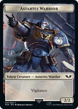 Astartes Warrior (001) // Clue Double-Sided Token (Surge Foil) - Universes Beyond: Warhammer 40,000 Magic: The Gathering trading card