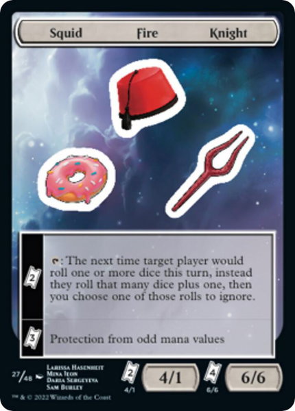 Squid Fire Knight trading card from Unfinity Squid Fire Knight - Unfinity Magic: The Gathering trading card