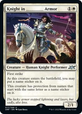 Knight in _______ Armor - Unfinity Magic: The Gathering trading card