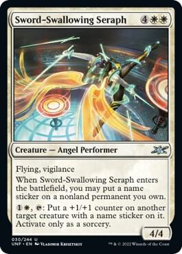 Sword-Swallowing Seraph - Unfinity Magic: The Gathering trading card