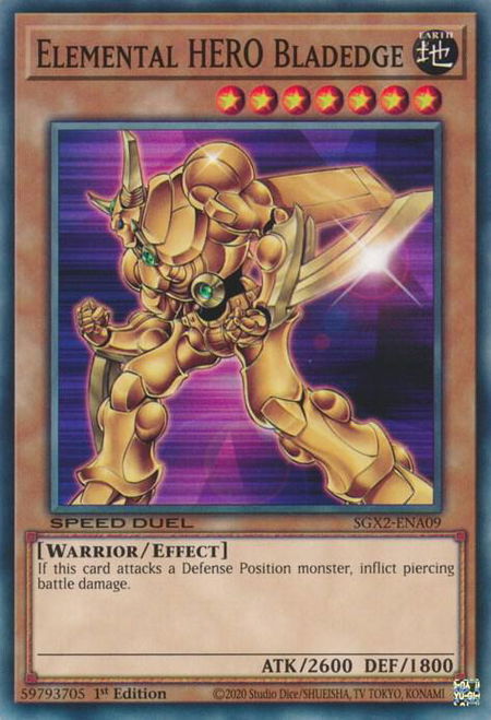 Elemental HERO Bladedge trading card from Speed Duel GX: Midterm Paradox Elemental HERO Bladedge - Speed Duel GX: Midterm Paradox YuGiOh trading card