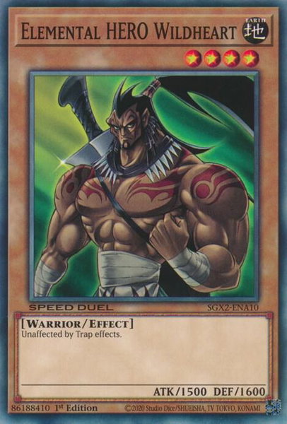 Elemental HERO Wildheart trading card from Speed Duel GX: Midterm Paradox Elemental HERO Wildheart - Speed Duel GX: Midterm Paradox YuGiOh trading card