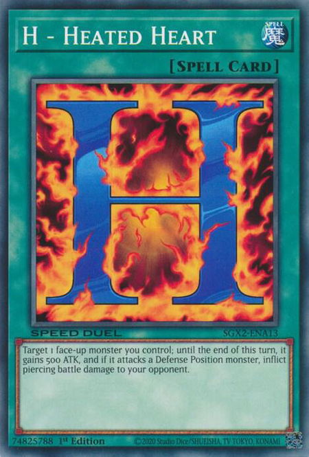 H - Heated Heart trading card from Speed Duel GX: Midterm Paradox H - Heated Heart - Speed Duel GX: Midterm Paradox YuGiOh trading card
