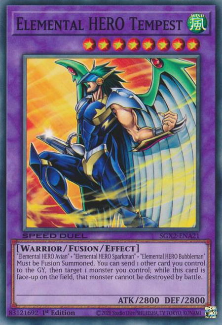 Elemental HERO Tempest trading card from Speed Duel GX: Midterm Paradox Elemental HERO Tempest - Speed Duel GX: Midterm Paradox YuGiOh trading card