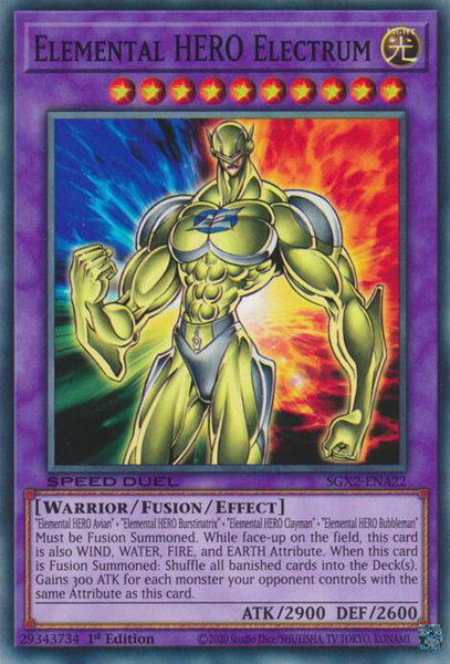 Elemental HERO Electrum trading card from Speed Duel GX: Midterm Paradox Elemental HERO Electrum - Speed Duel GX: Midterm Paradox YuGiOh trading card