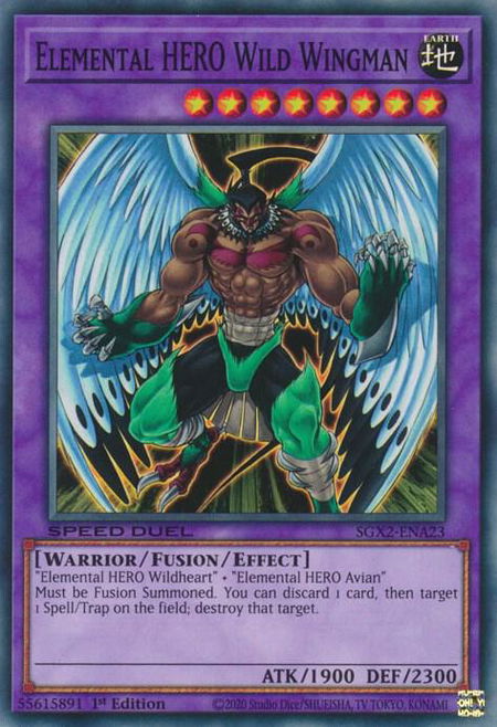 Elemental HERO Wild Wingman trading card from Speed Duel GX: Midterm Paradox Elemental HERO Wild Wingman - Speed Duel GX: Midterm Paradox YuGiOh trading card