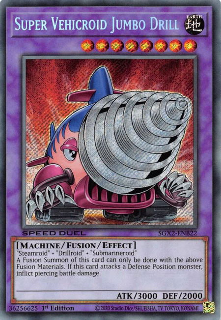 Super Vehicroid Jumbo Drill (Secret Rare) - Speed Duel GX: Midterm Paradox YuGiOh trading card