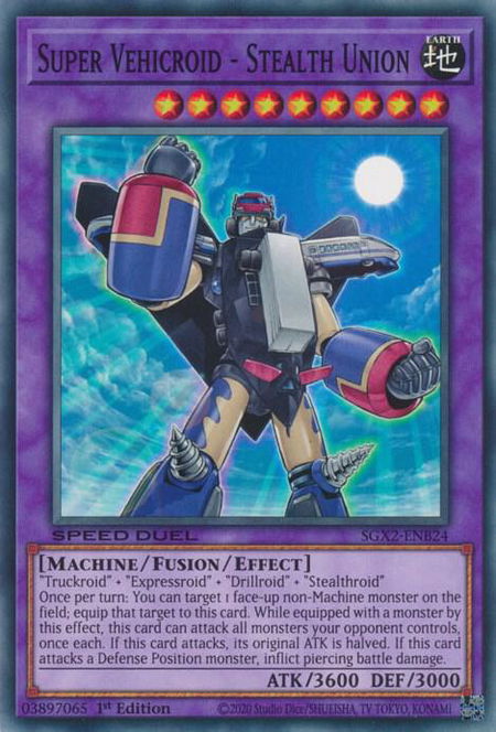 Super Vehicroid - Stealth Union trading card from Speed Duel GX: Midterm Paradox Super Vehicroid - Stealth Union - Speed Duel GX: Midterm Paradox YuGiOh trading card