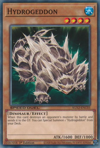 Hydrogeddon trading card from Speed Duel GX: Midterm Paradox Hydrogeddon - Speed Duel GX: Midterm Paradox YuGiOh trading card