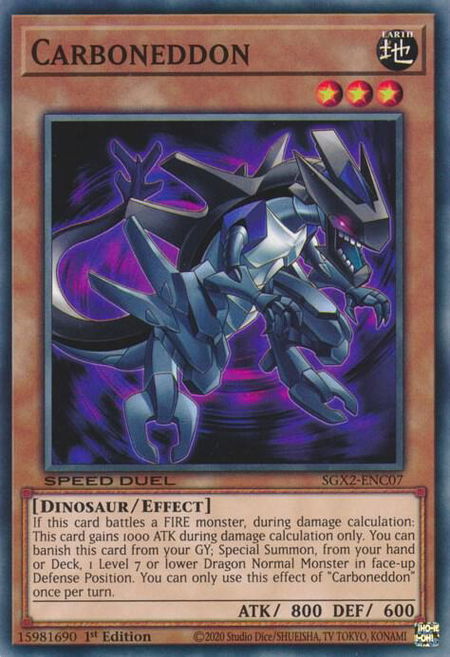 Carboneddon trading card from Speed Duel GX: Midterm Paradox Carboneddon - Speed Duel GX: Midterm Paradox YuGiOh trading card