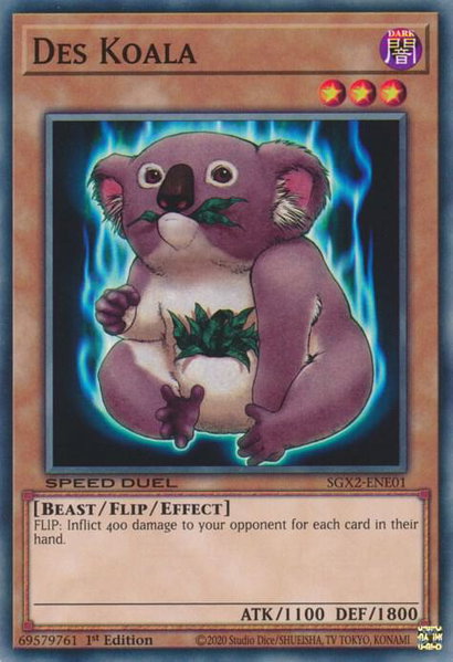 Des Koala trading card from Speed Duel GX: Midterm Paradox Des Koala - Speed Duel GX: Midterm Paradox YuGiOh trading card
