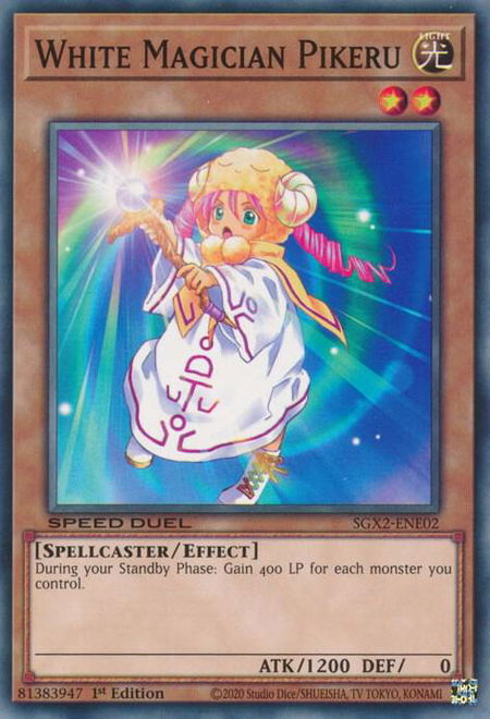 White Magician Pikeru trading card from Speed Duel GX: Midterm Paradox White Magician Pikeru - Speed Duel GX: Midterm Paradox YuGiOh trading card