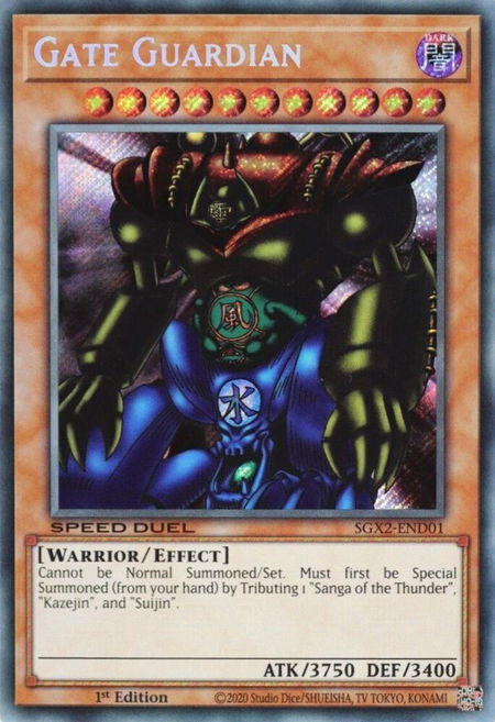 Gate Guardian (Secret Rare) trading card from Speed Duel GX: Midterm Paradox Gate Guardian (Secret Rare) - Speed Duel GX: Midterm Paradox YuGiOh trading card