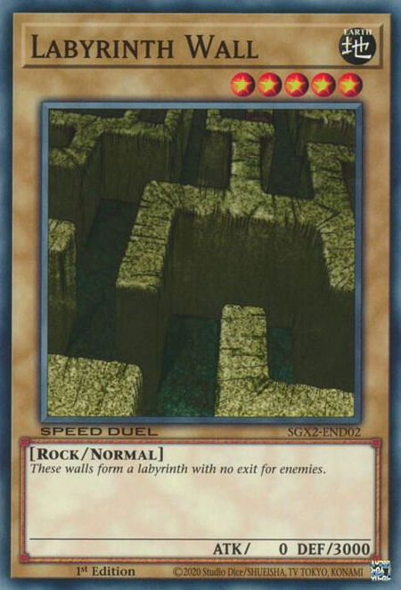 Labyrinth Wall trading card from Speed Duel GX: Midterm Paradox Labyrinth Wall - Speed Duel GX: Midterm Paradox YuGiOh trading card