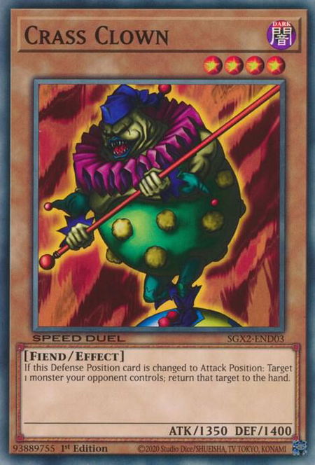 Crass Clown trading card from Speed Duel GX: Midterm Paradox Crass Clown - Speed Duel GX: Midterm Paradox YuGiOh trading card