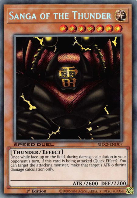Sanga of the Thunder (Secret Rare) trading card from Speed Duel GX: Midterm Paradox Sanga of the Thunder (Secret Rare) - Speed Duel GX: Midterm Paradox YuGiOh trading card