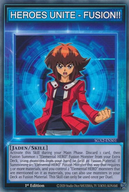 HEROES UNITE - FUSION!! trading card from Speed Duel GX: Midterm Paradox HEROES UNITE - FUSION!! - Speed Duel GX: Midterm Paradox YuGiOh trading card