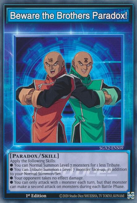 Beware the Brothers Paradox! trading card from Speed Duel GX: Midterm Paradox Beware the Brothers Paradox! - Speed Duel GX: Midterm Paradox YuGiOh trading card
