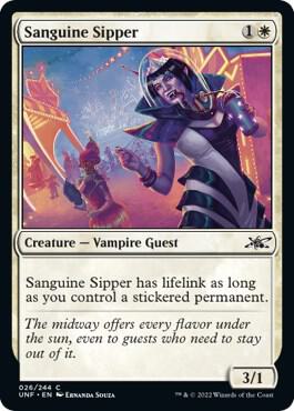 Sanguine Sipper trading card from Unfinity Sanguine Sipper - Unfinity Magic: The Gathering trading card