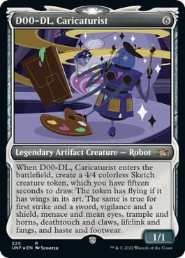 D00-DL, Caricaturist (Showcase) (Galaxy Foil) - Unfinity Magic: The Gathering trading card