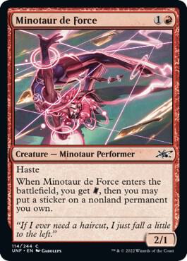 Minotaur de Force trading card from Unfinity Minotaur de Force - Unfinity Magic: The Gathering trading card