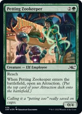 Petting Zookeeper (Galaxy Foil) trading card from Unfinity Petting Zookeeper (Galaxy Foil) - Unfinity Magic: The Gathering trading card