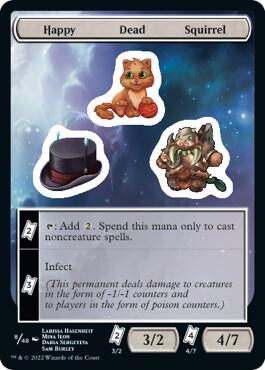 Happy Dead Squirrel trading card from Unfinity Happy Dead Squirrel - Unfinity Magic: The Gathering trading card