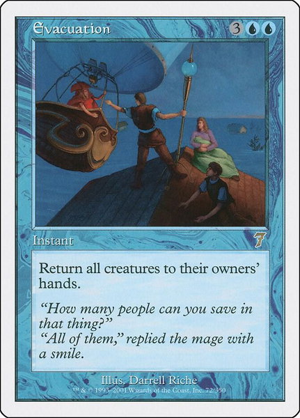 Evacuation trading card from 7th Edition Evacuation - 7th Edition Magic: The Gathering trading card