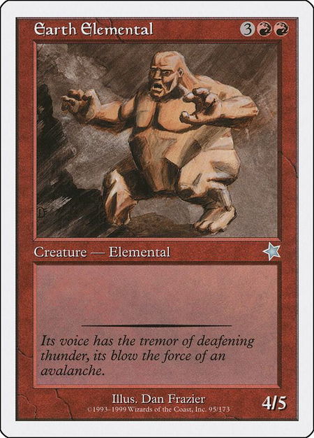 Earth Elemental trading card from Starter 1999 Earth Elemental - Starter 1999 Magic: The Gathering trading card