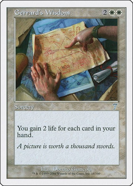 Gerrard's Wisdom trading card from 7th Edition Gerrard's Wisdom - 7th Edition Magic: The Gathering trading card