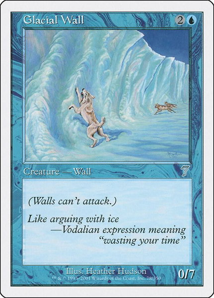 Glacial Wall trading card from 7th Edition Glacial Wall - 7th Edition Magic: The Gathering trading card