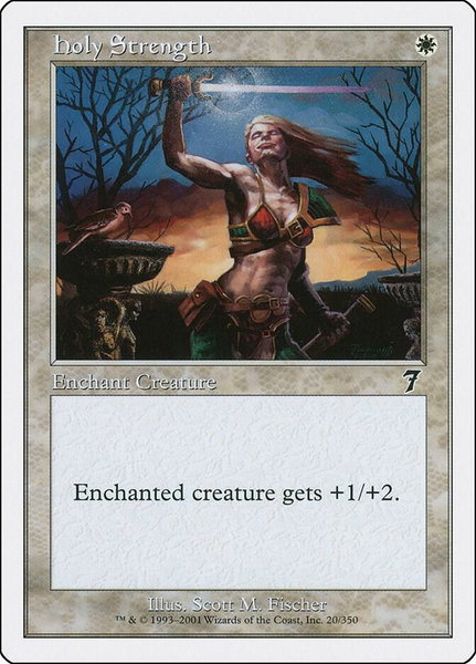 Holy Strength trading card from 7th Edition Holy Strength - 7th Edition Magic: The Gathering trading card