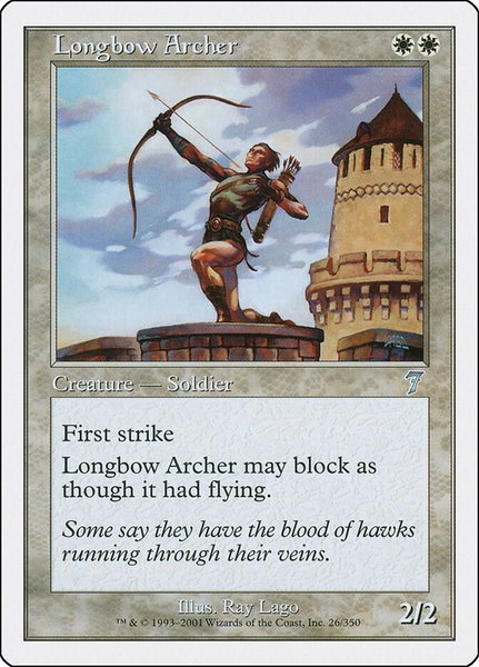 Longbow Archer trading card from 7th Edition Longbow Archer - 7th Edition Magic: The Gathering trading card