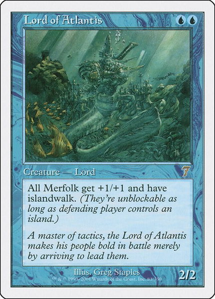 Lord of Atlantis trading card from 7th Edition Lord of Atlantis - 7th Edition Magic: The Gathering trading card