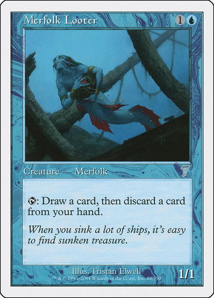 Merfolk Looter trading card from 7th Edition Merfolk Looter - 7th Edition Magic: The Gathering trading card