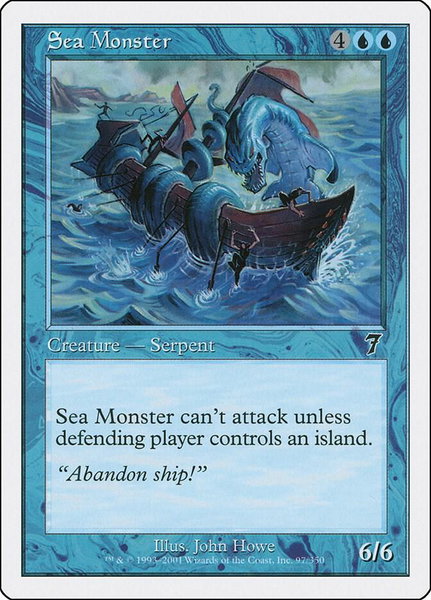 Sea Monster trading card from 7th Edition Sea Monster - 7th Edition Magic: The Gathering trading card