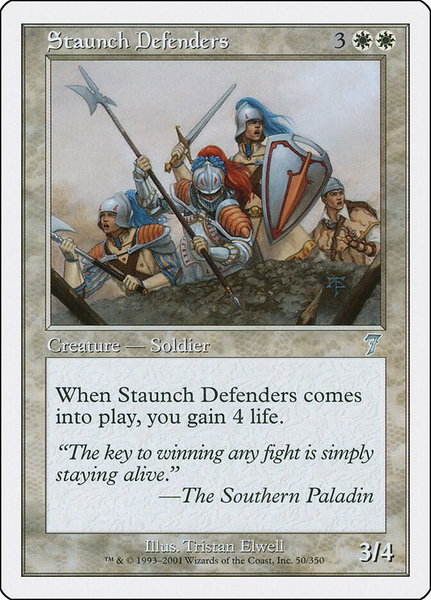 Staunch Defenders trading card from 7th Edition Staunch Defenders - 7th Edition Magic: The Gathering trading card