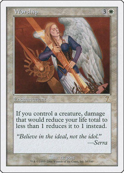 Worship trading card from 7th Edition Worship - 7th Edition Magic: The Gathering trading card