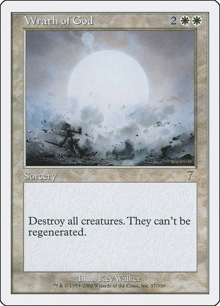 Wrath of God trading card from 7th Edition Wrath of God - 7th Edition Magic: The Gathering trading card