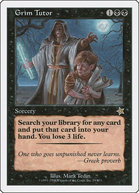 Grim Tutor trading card from Starter 1999 Grim Tutor - Starter 1999 Magic: The Gathering trading card