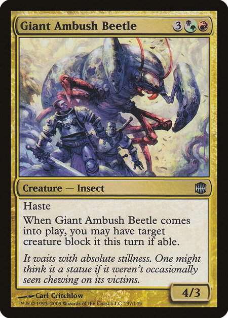 Giant Ambush Beetle trading card from Alara Reborn Giant Ambush Beetle - Alara Reborn Magic: The Gathering trading card